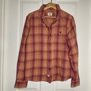 Marine Layer Red and Yellow Plaid Casual Button Down Shirt